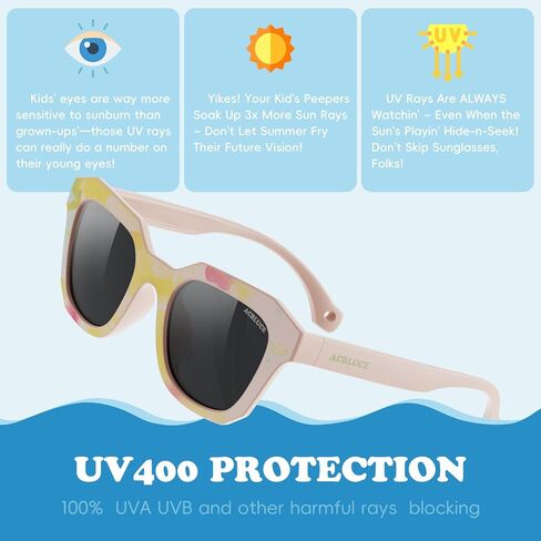 Kids Polarized Sunglasses for Boys Girls Unbreakable Frame Teen Youth Child Sport Baseball Beach Glasses for Age 5-12 in Saudi Arabia