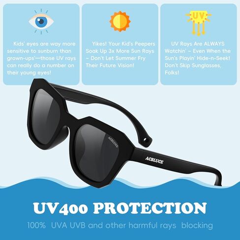 Kids Polarized Sunglasses for Boys Girls Unbreakable Frame Teen Youth Child Sport Baseball Beach Glasses for Age 5-12 in Saudi Arabia