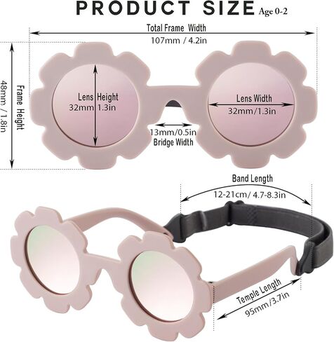 Flexible Flower Polarized Baby Sunglasses with Strap for Infant Girls 0-24 Months in Saudi Arabia