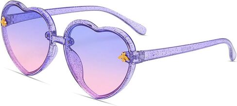 Kids Heart Sunglasses Cute Bee Fashion Sunglasses for Girls Age 3-10 UV400 Protection for Outdoor Beach Eyewear in Saudi Arabia
