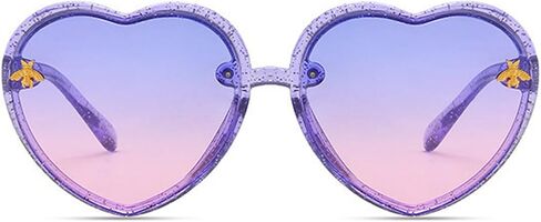Kids Heart Sunglasses Cute Bee Fashion Sunglasses for Girls Age 3-10 UV400 Protection for Outdoor Beach Eyewear in Saudi Arabia