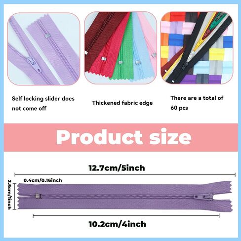 YAKA 60 Pack of 14 Inches Mix Nylon Coil Zippers Bulk - Supplies Zippers for Tailor Sewing Crafts (20 Color) in Kuwait