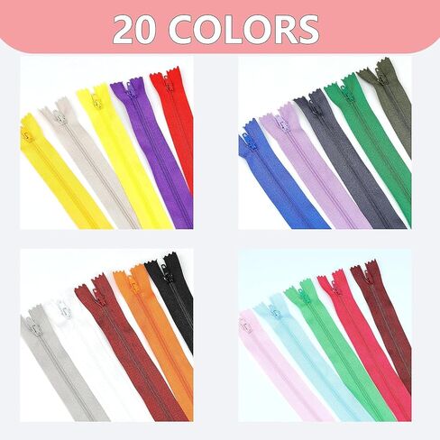 YAKA 60 Pack of 14 Inches Mix Nylon Coil Zippers Bulk - Supplies Zippers for Tailor Sewing Crafts (20 Color) in Kuwait