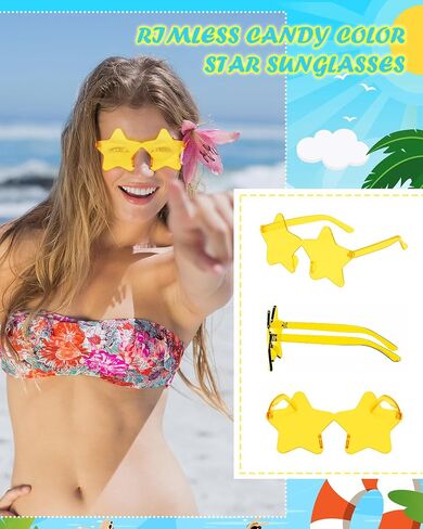 40 Pairs Rimless Star Sunglasses Bulk Wholesale Transparent Candy Color Star Glasses for Women Men Party Favors in Kuwait