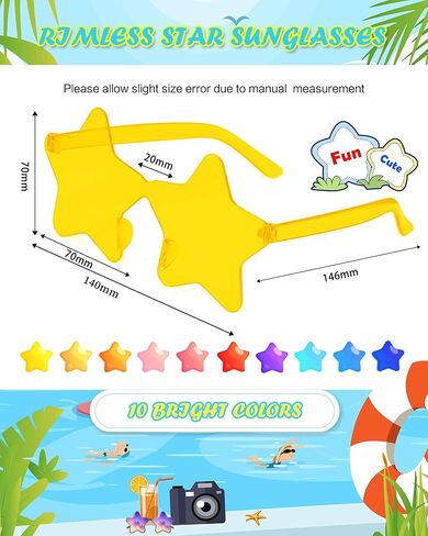 40 Pairs Rimless Star Sunglasses Bulk Wholesale Transparent Candy Color Star Glasses for Women Men Party Favors in Kuwait