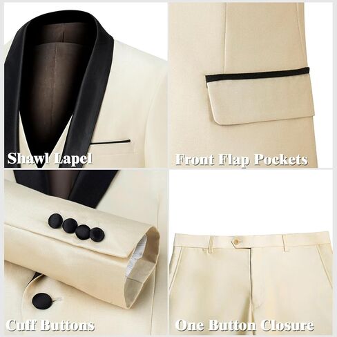 بدلة الرجال النحيفة ملائمة 3 قطع للرجال ، وزر واحد شال الصلب شال السترة السترة سترة in Kuwait