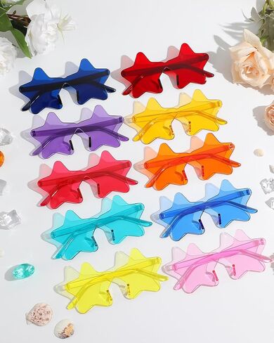 20 Pairs Rimless Star Sunglasses Bulk Transparent Candy Color Star Glasses for Women Men Party Favors in Kuwait