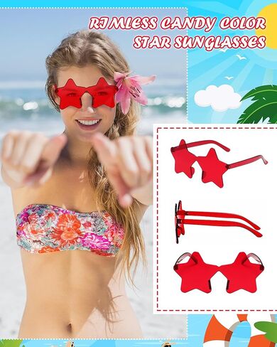 20 Pairs Rimless Star Sunglasses Bulk Transparent Candy Color Star Glasses for Women Men Party Favors in Kuwait