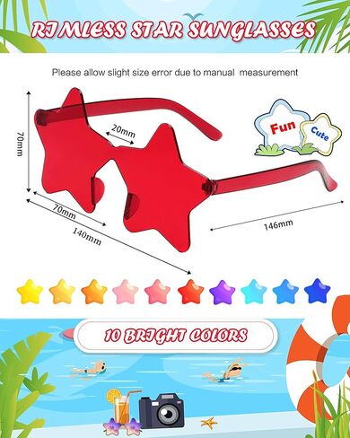 20 Pairs Rimless Star Sunglasses Bulk Transparent Candy Color Star Glasses for Women Men Party Favors in Kuwait