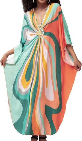Kaftan Dress for Women,2025 Plus Size Hawaiian Batwing Sleeve Beach Cover Up Summer Swimsuit Dresses in Saudi Arabia