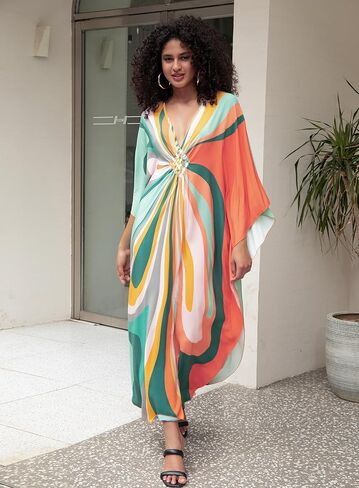Kaftan Dress for Women,2025 Plus Size Hawaiian Batwing Sleeve Beach Cover Up Summer Swimsuit Dresses in Saudi Arabia