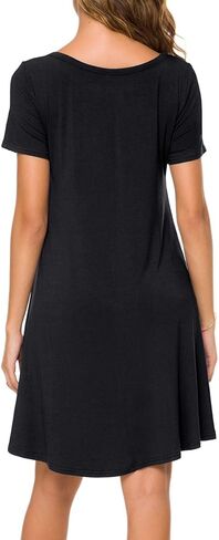 POPYOUNG 2025 Women's Summer Casual T-Shirt Dresses Crew Neck Beach Cover Up Sun Dress in Kuwait