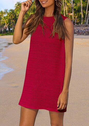 PRETTYGARDEN Women's Crochet Coverups 2025 Summer Resort Swimwear Bathing Suit Knit Cover Up Dress Beach Vacation Clothes in Saudi Arabia