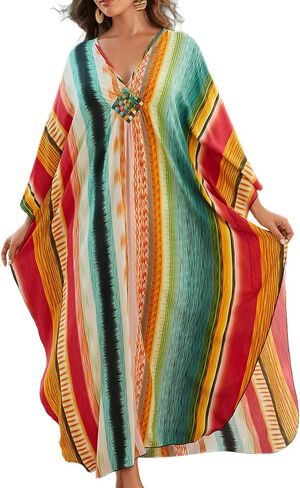 Kaftan Dress for Women,2025 Plus Size Hawaiian Batwing Sleeve Beach Cover Up Summer Swimsuit Dresses in Saudi Arabia