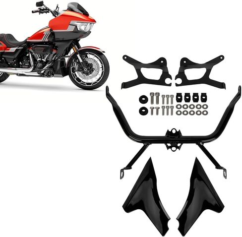 Psler Road Glide Side Fairing لوحة دعم مجموعة قوسين - لوحة جانبية للدراجات النارية Fairing for Touring Road Glide Cvo St Fltrxstse 2024 Fltrxse 2023 2024 Road Glide Fairing Support Bracket （Gloss Black） in Kuwait