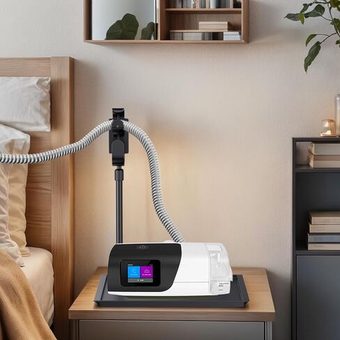 حامل خرطوم CPAP Protector MAT & CPAP - منظم السرير مع ربط CPAP قابل للسحب لقناع وأنابيب CPAP ، يحافظ على مستلزمات CPAP أنيقة ومرتبة ، ويعزز جودة النوم (أسود) in Kuwait