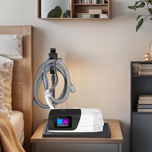 حامل خرطوم CPAP Protector MAT & CPAP - منظم السرير مع ربط CPAP قابل للسحب لقناع وأنابيب CPAP ، يحافظ على مستلزمات CPAP أنيقة ومرتبة ، ويعزز جودة النوم (أسود) in Kuwait