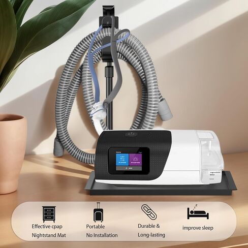 حامل خرطوم CPAP Protector MAT & CPAP - منظم السرير مع ربط CPAP قابل للسحب لقناع وأنابيب CPAP ، يحافظ على مستلزمات CPAP أنيقة ومرتبة ، ويعزز جودة النوم (أسود) in Kuwait