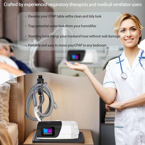 حامل خرطوم CPAP Protector MAT & CPAP - منظم السرير مع ربط CPAP قابل للسحب لقناع وأنابيب CPAP ، يحافظ على مستلزمات CPAP أنيقة ومرتبة ، ويعزز جودة النوم (أسود) in Kuwait