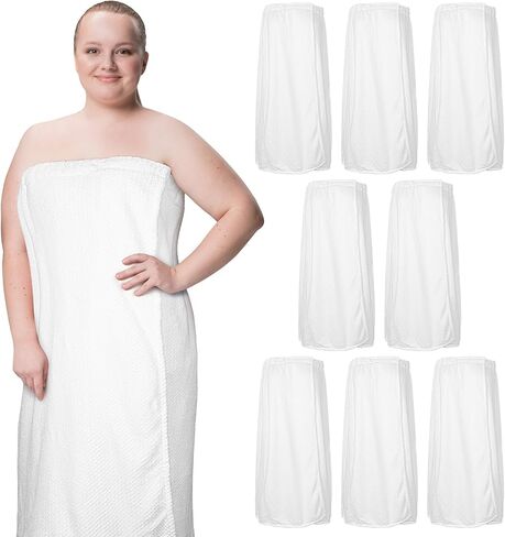 Tigeen 8 PCS Spa Women's Spa يلتف أردية سبا خفيفة الوزن مع إغلاق قابل للتعديل وأعلى مرنة (متوسطة ، أبيض) in Kuwait