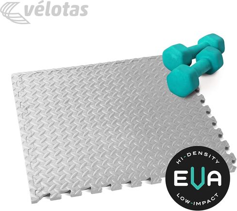 سجادة اللياقة البدنية والتمرين الشخصية من فيلوتاس، مطلية بالألماس، متينة وتوفر دعمًا مضادًا للإجهاد، 24 × 24 × 1/2 بوصة، أسود، 24 قدم مربع (6 بلاط) in Kuwait