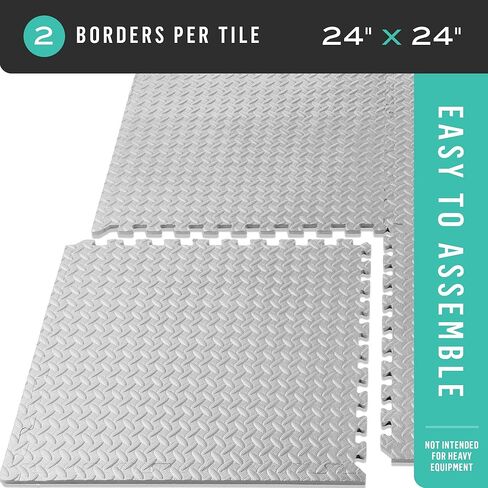 سجادة اللياقة البدنية والتمرين الشخصية من فيلوتاس، مطلية بالألماس، متينة وتوفر دعمًا مضادًا للإجهاد، 24 × 24 × 1/2 بوصة، أسود، 24 قدم مربع (6 بلاط) in Kuwait