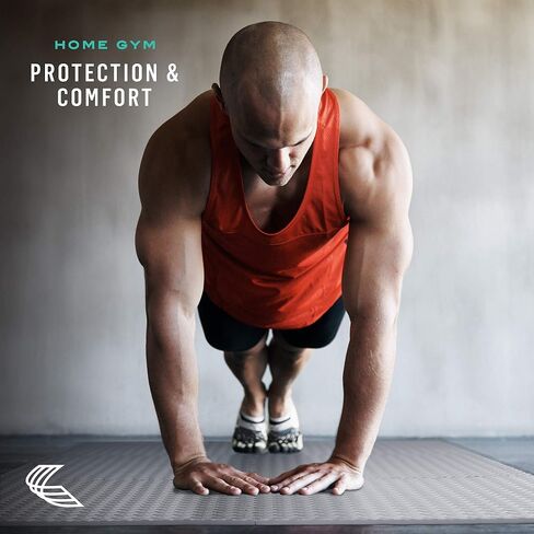 سجادة اللياقة البدنية والتمرين الشخصية من فيلوتاس، مطلية بالألماس، متينة وتوفر دعمًا مضادًا للإجهاد، 24 × 24 × 1/2 بوصة، أسود، 24 قدم مربع (6 بلاط) in Kuwait