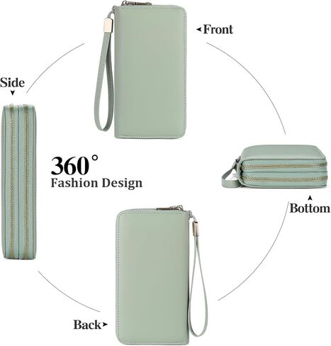 GAEKEAO Wallet for Women Clutch Leather RFID Blocking Wristlet Purse Zip Around Wallets Large Capacity Credit Card Holder in Saudi Arabia