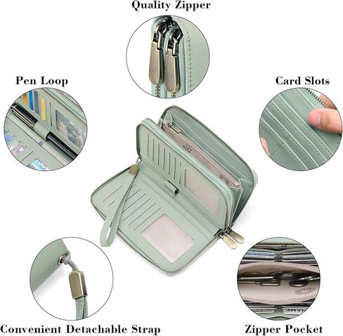 GAEKEAO Wallet for Women Clutch Leather RFID Blocking Wristlet Purse Zip Around Wallets Large Capacity Credit Card Holder in Saudi Arabia