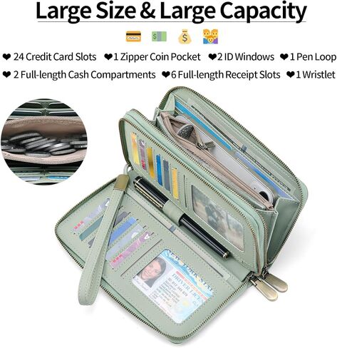 GAEKEAO Wallet for Women Clutch Leather RFID Blocking Wristlet Purse Zip Around Wallets Large Capacity Credit Card Holder in Saudi Arabia