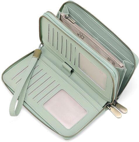 GAEKEAO Wallet for Women Clutch Leather RFID Blocking Wristlet Purse Zip Around Wallets Large Capacity Credit Card Holder in Saudi Arabia