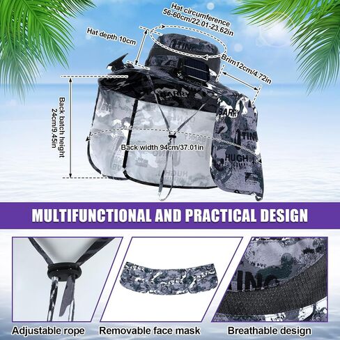 Fishing Hat with 2 Fan Wide Brim Sun Outdoor Hat USB Charging and Solar Powered Fishing Cowboy Hats for Summer Men Women UV Protection Beach Travel Garden Hiking Camping Sports Dark Gray in Saudi Arabia
