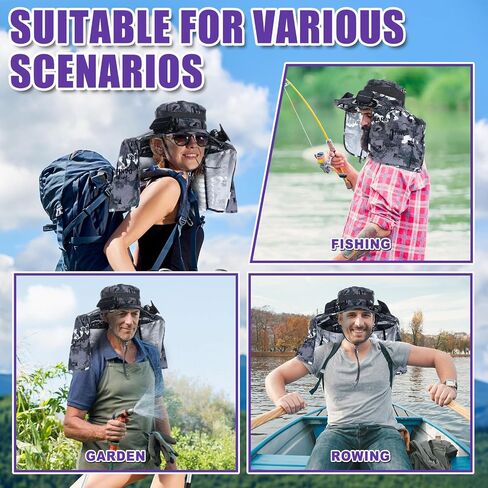 Fishing Hat with 2 Fan Wide Brim Sun Outdoor Hat USB Charging and Solar Powered Fishing Cowboy Hats for Summer Men Women UV Protection Beach Travel Garden Hiking Camping Sports Dark Gray in Saudi Arabia