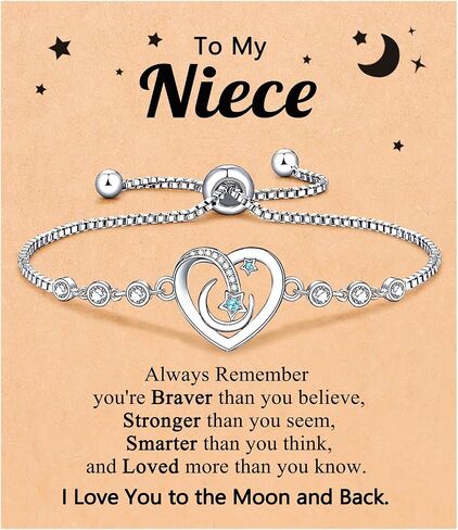 UPROMI To My Granddaughter/Daughter/Niece Gifts, I Love You to The Moon and Back Bracelet, Christmas Valentines Birthday Gifts in Saudi Arabia