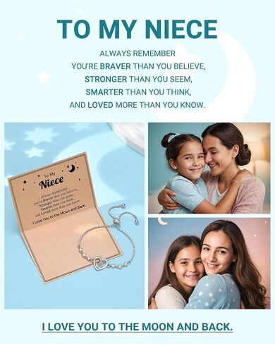 UPROMI To My Granddaughter/Daughter/Niece Gifts, I Love You to The Moon and Back Bracelet, Christmas Valentines Birthday Gifts in Saudi Arabia