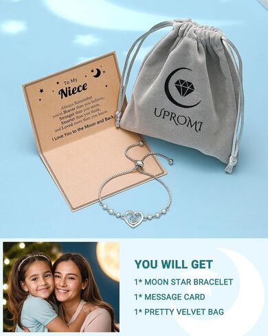 UPROMI To My Granddaughter/Daughter/Niece Gifts, I Love You to The Moon and Back Bracelet, Christmas Valentines Birthday Gifts in Saudi Arabia