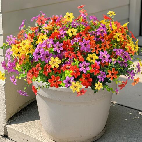 Artificial Flowers for Outdoors Fake Outdoor Plants, 12 Bundle Faux Silk Daisy Flower for Spring Summer Decoration, Look Real UV Resistant for Outside Front Porch Patio Window Balcony Home in Kuwait