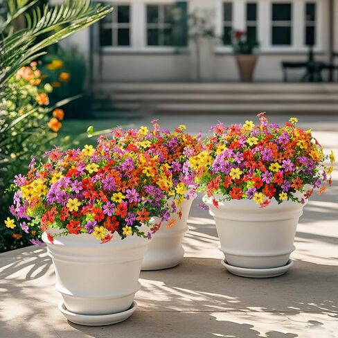 Artificial Flowers for Outdoors Fake Outdoor Plants, 12 Bundle Faux Silk Daisy Flower for Spring Summer Decoration, Look Real UV Resistant for Outside Front Porch Patio Window Balcony Home in Kuwait