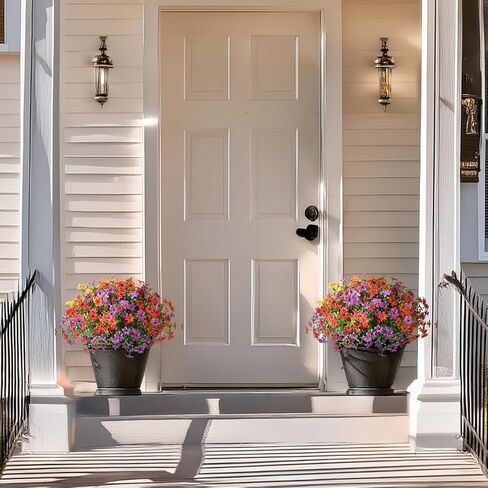 Artificial Flowers for Outdoors Fake Outdoor Plants, 12 Bundle Faux Silk Daisy Flower for Spring Summer Decoration, Look Real UV Resistant for Outside Front Porch Patio Window Balcony Home in Kuwait