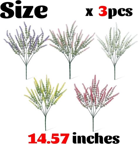 15 Bundles Artificial Lavender Outdoor Flowers Fake Plastic Purple Flower Outside UV Resistant for Home Kitchen Wedding Indoor Outdoor Decor in Saudi Arabia