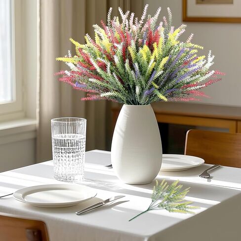 15 Bundles Artificial Lavender Outdoor Flowers Fake Plastic Purple Flower Outside UV Resistant for Home Kitchen Wedding Indoor Outdoor Decor in Saudi Arabia