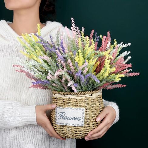 15 Bundles Artificial Lavender Outdoor Flowers Fake Plastic Purple Flower Outside UV Resistant for Home Kitchen Wedding Indoor Outdoor Decor in Saudi Arabia