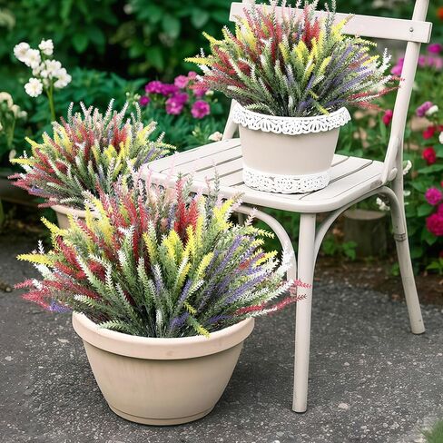 15 Bundles Artificial Lavender Outdoor Flowers Fake Plastic Purple Flower Outside UV Resistant for Home Kitchen Wedding Indoor Outdoor Decor in Saudi Arabia
