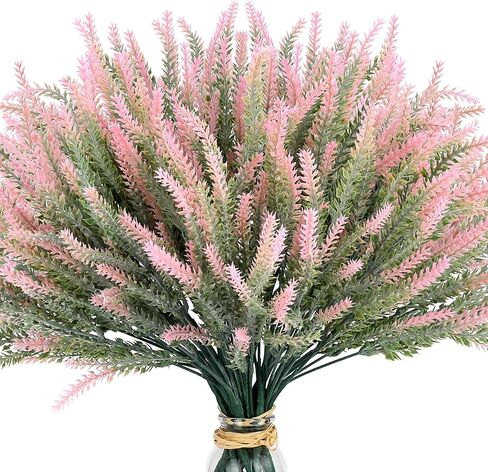15 Bundles Artificial Lavender Outdoor Flowers Fake Plastic Purple Flower Outside UV Resistant for Home Kitchen Wedding Indoor Outdoor Decor in Saudi Arabia