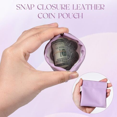 ISKYBOB 4Pcs Mini Squeeze Coin Purse, Pouchic Leather Change Purse, Small Coin Purse for Women Car Change Money Bag Travel Wallet Cash Organizer Pouch, Spring in Saudi Arabia