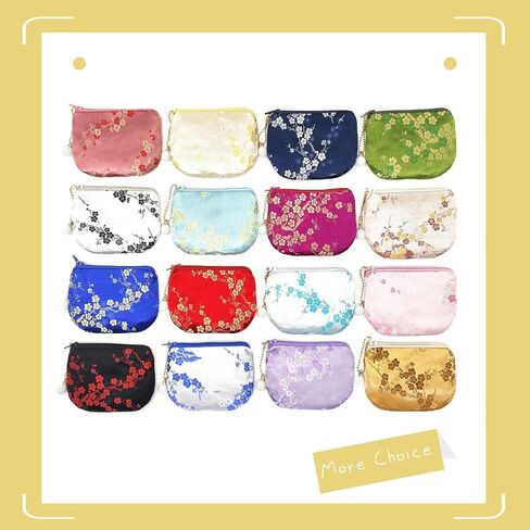 Handmade Women Coin Purse Brocade Rosary Bag Silk Jewelry Pouch Zipper Wallet - Turquoise in Kuwait