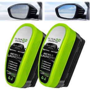 Automotive Oil Film Cleaning Brush, Car Glass Oil Film Cleaner - Efficient Windshield Cleaner with Fog Prevention and Clarity Enhancement (2pcs, Green)