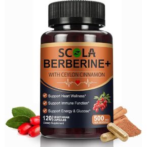 Premium Berberine HCL 500mg, 120 Capsules, Berberine Supplements with Plus Pure True Ceylon Cinnamon, Immune System, Weight Management, Turmeric, Milk Thistle