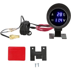 Electrical Water Temperature Gauge, Motorcycle Thermometer LED Voltmeter with Blue Light for Car Motorcycle ATV