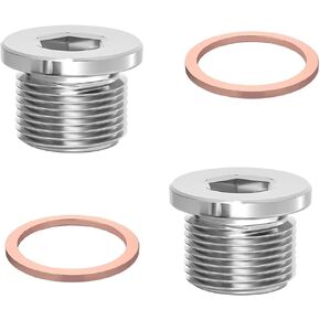 M18 x 1.5 Sensor Plug Standard with Inner Hex Head,304 Stainless Steel Universal Fit with Red Copper O-Ring for Motorbike,Trucks and Motorcycles